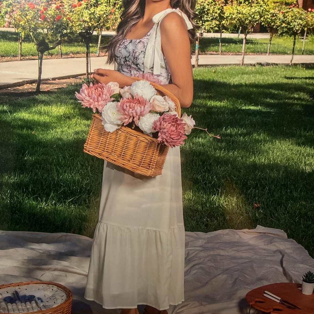 SHEIN Cream Maxi Dress with Floral Bodice